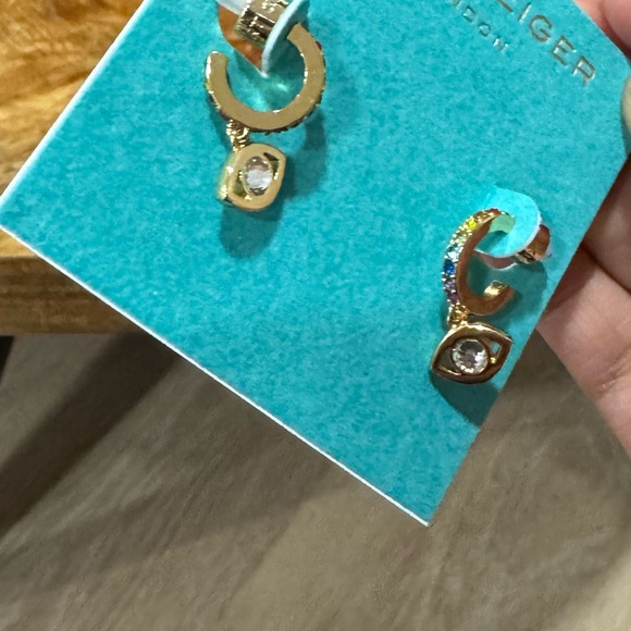 Kurt Geiger Evil Eye Crystal Huggie Hoop Earrings - Picture 5 of 5